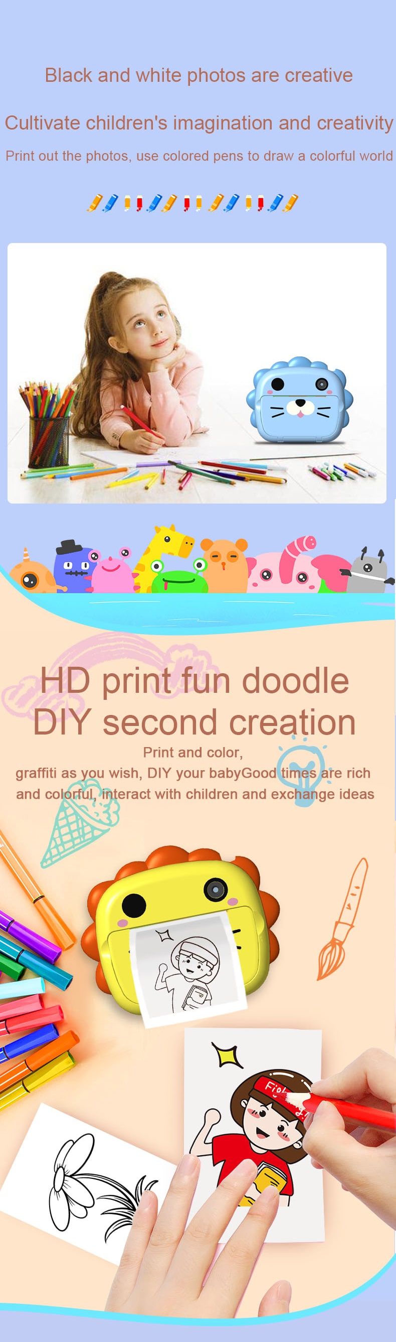 Videos Kids Child Draw Children'S Digital Print Toys Camcorder Camera With Games