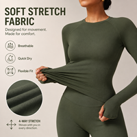 Ensemble de yoga 2 pièces pour femmes, haut court à manches longues sans couture, jupe taille haute, leggings, tenue de sport, vêtements de sport, tenue de gym
