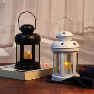 เชิงเทียนเหล็กดัดสไตล์ยุโรป1ชิ้นพร้อมฝาแบบกลวงออกโคมไฟรูปดาวสุดสร้างสรรค์โถเทียนหอม - Product Image 2