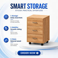 Armoire de laboratoire mobile en bois moderne avec tiroirs verrouillables et roulettes pour une utilisation flexible en poste de travail de laboratoire