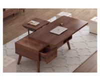 Table basse relevable en MDF noir avec compartiment caché Table centrale en bois pratique pour le salon