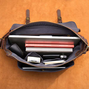 Bandolera Vintage Crazy Horse de piel auténtica para hombre, bandolera, bolso de hombro con tapa abatible - Product Image 5