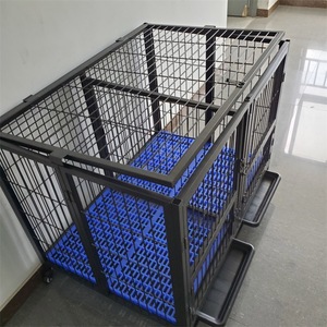 Fabrika rustik demir köpek sandık katlanabilir ve sürgülü mobilya ev kulübesi büyük köpekler için kapalı evcil hayvan kafesi plastik taşıyıcı ile