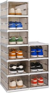 Armoire à chaussures pliable et empilable, installation facile, boîte de rangement pour chaussures en plastique transparente de grande capacité pour la maison - Product Image 1