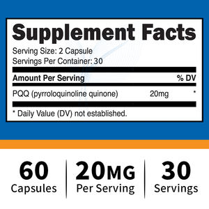 ODM OEM Complément alimentaire Vitamine Pqq Coq10 Capsule 20Mg Complément alimentaire Pyrroloquinoline Quinone Pqq Capsules - Product Image 3