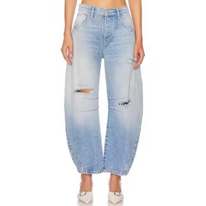 Nueva Llegada: Jeans de Mujer de Pierna Ancha de Alta Calidad, Lavado Vintage, Casual, con Efecto Ácido, Desgastado, con Parches, de Tiro Bajo y Estilo Baggy - Product Image 4