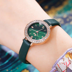 2025 montre à quartz étanche à diamants atmosphériques élégants ronds de grande valeur affaires en cuir simple or rose - Product Image 1