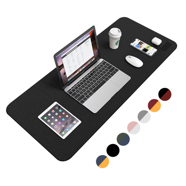 Custom Colorful Black Double-Sided Anti-Slip Suede PU Leather Keyboard & Mouse Mat for Laptop Desk Pad