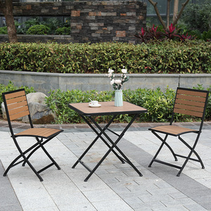 Moderno tavolo e sedia in legno di <span class=keywords><strong>plastica</strong></span> all'aperto piccolo tavolo quadrato sul patio all'aperto pieghevole in ferro tavolo da pranzo e sedia - Product Image 3