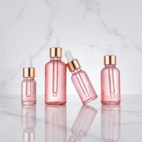Bouteilles compte-gouttes en verre cylindriques roses de 5 ml, 10 ml, 15 ml, 20 ml, 30 ml, 50 ml, 60 ml, 100 ml, 120 ml pour huiles essentielles, parfums et gouttes pour les yeux, avec bouchons en or rose