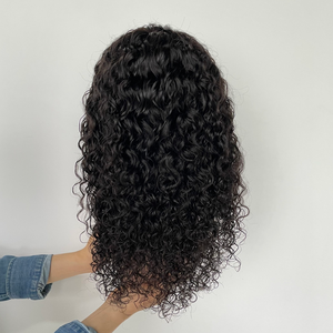 Perruques de Gros <span class=keywords><strong>Bandeau</strong></span> Perruque <span class=keywords><strong>Cheveux</strong></span> Humains pour Femmes Noires Mouillées et Ondulées Fournisseurs Cuticules Alignées Vierge Brésilienne Taille Moyenne Courte - Product Image 5