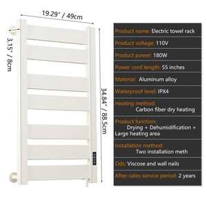 Toallero eléctrico, toallero de baño montado en la pared para calentar y secar toallas con funciones de sincronización y ajuste de temperatura. - Product Image 3