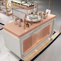 Vitrine de présentation de parfums en marbre rose poudré, présentoir de parfums, étagère de présentation de parfums, armoire de présentation de parfums