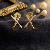 Boucles d'oreilles enfant plaqué or 18 carats, sans piercing, anti-moustiques, en forme de lune pavée de zircone cubique, en cuivre écologique, tendance