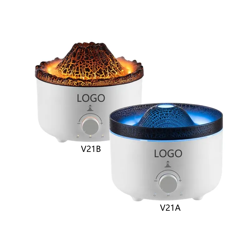 Oem 홈 화산 불꽃 가습기 디퓨저 블루 램프 휴대용 화산 화염 기름 제거 가습기 원격
