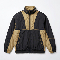 Veste coupe-vent athlétique en toile pour homme OEM ODM, légère, respirante, à blocs de couleur, col montant, zippée, style streetwear décontracté