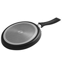Poêle à frire antiadhésive classique en aluminium noir sans couvercle à fond rond et adaptée aux cuisinières à induction