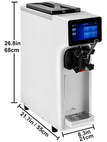 Machine à glace molle VEVOR EU/Chine de comptoir, 10-20L/H, trémie 4,5L, cylindre 1,6L, écran tactile