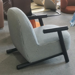 Sièges de salon nordiques pour dortoirs salon fauteuils inclinables avec bras en bois <span class=keywords><strong>fauteuil</strong></span> occasionnel de loisirs en tissu moderne - Product Image 4