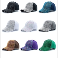 Gorras de Béisbol Ajustables de Lujo con Pedrería y Lentejuelas, Gorras de Béisbol Lisas Brillantes, Sombreros de Sol de Mezclilla