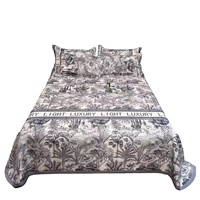 Ensemble de draps-housses 3 pièces personnalisés à imprimé floral, en polyester 200TC, écologiques et rafraîchissants, style européen-américain pour usage domestique