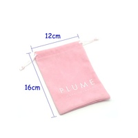 Pochette à cordon personnalisée en velours suédé rose bébé pour bijoux avec logo