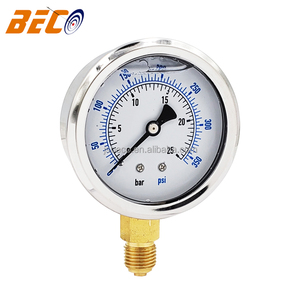 Beco 60mm thép không gỉ Glycerin đầy 25bar 350psi en837 <span class=keywords><strong>1</strong></span> đo áp suất <span class=keywords><strong>PSI</strong></span>, thanh áp kế - Product Image 2