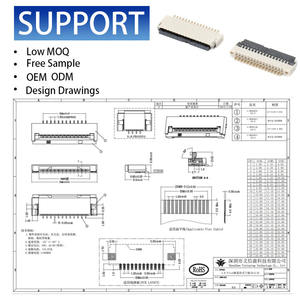 מחבר Flip Lock עם מרווח של 1.0 מ\\\"מ -25 ° C~+85 ° מחבר C 18P עם מגע תחתון, נעילת הזזה, SMD, מרווח פינים 2.0 מ\\\"מ, שקע FPC/FFC לכבל שטוח וגמיש - Product Image 3
