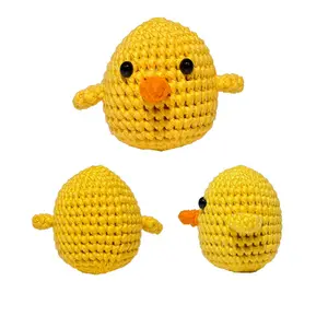 Penjualan terlaris tujuh kerajinan crochet lucu gaya hewan ayam kuning mainan Kit rajut Diy untuk pemula