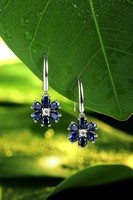 Großhandels preis S925 Silber Schmuck Labor gewachsen 1,95 CT Birnen schliff Saphir Kleine Blume Bunte Tropfen Ohrringe für Frauen