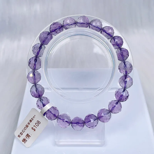 Pulsera de amatista de piedra Natural con cuentas redondas de 8mm elásticas de alta calidad para mujer - Product Image 1