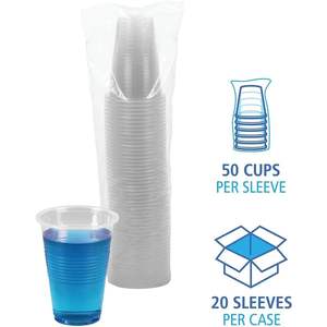 Gobelets en plastique translucide jetables Boardwalk 16oz pour boissons froides, 50 gobelets/sac, 20 sacs/carton, 20 cartons/caisse - Product Image 4