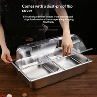 Plateau de présentation de buffet en acier inoxydable double couche, isotherme pour la conservation de la fraîcheur des plats cuisinés, des aliments braisés et de la poudre de glace
