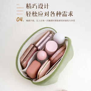 Bolsa de Maquillaje Beilian, Media Luna, Ligera, Portátil, Estuche de Viaje, Gris con Azul Claro, Rh2533 - Product Image 2