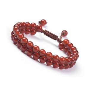 Cliobeads Carnelian Green Aventurine Amethyst Adjustable <strong>Gemstone</strong> <strong>Bracelet</strong> 6mm Double Layer Braided Stone Beaded <strong>Bracelet</strong> - Product Image 4