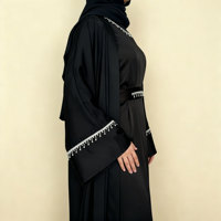Nouvelle robe abaya islamique élégante et raffinée, brodée à la main et ornée de perles, taille plus, coupe ajustée, pour femmes, avec manches longues