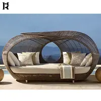 Outdoor Furniture Daybed Set, All Weather, Wicker Sun Bed
