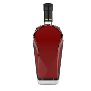 Glass Bottle supplier Own Design shaped frosted Super Flint liquor Whisky Glass Bottle