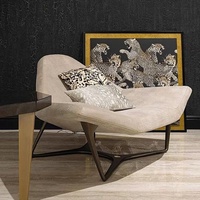 Fauteuil de détente italien de luxe léger, design étoile de mer, tissu imprimé léopard, structure en acier inoxydable, mobilier de maison, chaise individuelle
