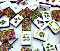 Ensemble de Mahjong de Luxe Moderne Rainbow Carnival pour Fêtes à Domicile, Fabriqué sur Mesure par Fengcai Factory, en Acrylique Gravé, Durable et Écologique, Style Américain