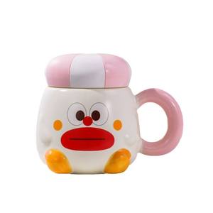 Taza de Cerámica con Diseño de Payaso, Tapa Divertida, Patrón de Dibujos Animados para Parejas, Ecológica, 480 ml, Forma Irregular, Multicolor, para Desayuno - Product Image 1