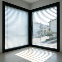 Fenêtres à persiennes en aluminium et verre, vitrage trempé, système de ventilation et de volets, projets de bâtiments commerciaux