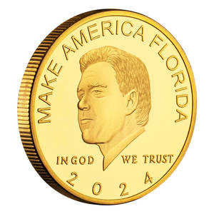 Moneta Commemorativa Placcata Oro degli Stati Uniti d'America, Ron DeSantis, Make America <span class=keywords><strong>Florida</strong></span> 2024 - Product Image 5