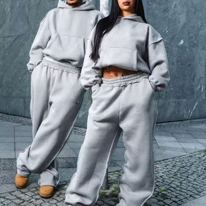 Ensemble Sweat à capuche et pantalon de survêtement 100% <span class=keywords><strong>coton</strong></span> éponge française personnalisés OEM Survêtement à fermeture éclair Survêtement pour hommes - Product Image 5