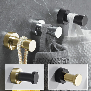 Brass <b>Wall</b> Hook Brushed Gold Finish Single Coat Rack For Entryway Bathroom Door - Product Image 3