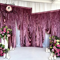 ANNIELU Ensemble de toile de fond de mariage tout-en-un, draperie en velours, boule de fleurs artificielles, support de tuyau, kit complet de décoration pour cérémonie de mariage