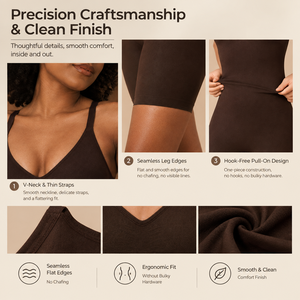 <span class=keywords><strong>Body</strong></span> <span class=keywords><strong>modellante</strong></span> senza cuciture da donna con spalline regolabili, supporto per il busto, controllo della pancia, pantaloncini modellanti per uso quotidiano - Product Image 4