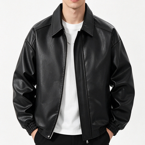 Giacca in Pelle PU Personalizzata OEM di Alta Qualità, Stile Motociclistico con Zip e Goffratura per Uomo - Product Image 1