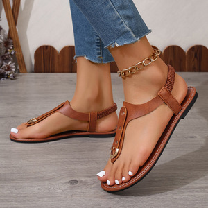 Sandalias De Tanga para Mujer, verano 2024, zapatos planos sencillos De moda para exteriores, zapatos De playa informales para Mujer, Sandalias romanas, Sandalias De Mujer - Product Image 4