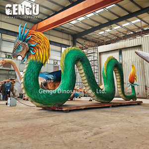 Statue Animatronique Personnalisée de Quetzalcoatl, Dieu <span class=keywords><strong>Serpent</strong></span> Plumeux, Figurine Mythologique, Modèle Réaliste Grandeur Nature d'Antiquité - Product Image 1
